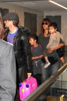 Halle Berry & Olivier Martinez with kids Nahla and Maceo at LAX