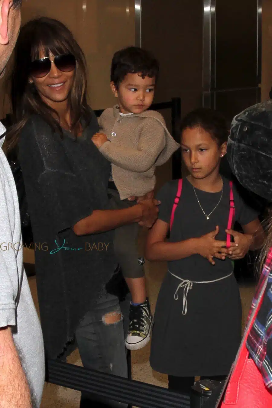 Halle Berry with kids Nahla and Maceo at LAX