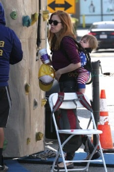 Isla Fisher at the market with son Montgomery
