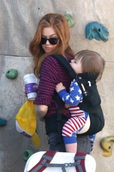 Isla Fisher at the market with son Montgomery Cohen