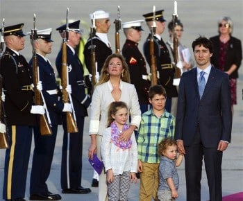 Justin Trudeau and wife Sophie with kids in Washington