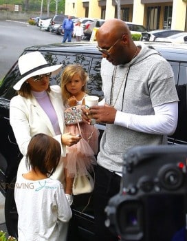 Khloe Kardashian and Lamar Odom attend Easter Sunday with Mason and Penelope Disick