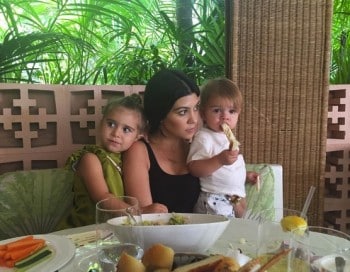 Kourtney Kardashian out for lunch with Reign and Penelope