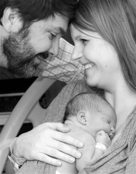 Megan and David Whaley, with their daughter, Emery, who was born during an unplanned home birth