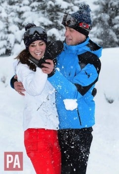 The Duke and Duchess of Cambridge play in the snow