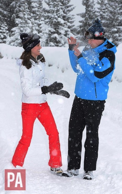 The Duke and Duchess of Cambridge play in the snow