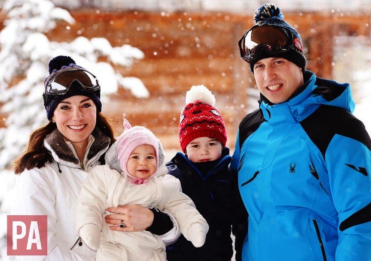 The Duke and Duchess of Cambridge with Princess Charlotte and Prince George March 2016