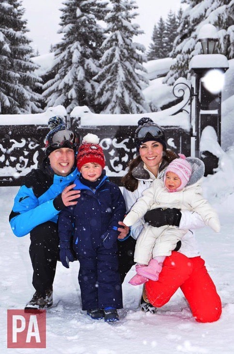 The Duke and Duchess of Cambridge with Princess Charlotte and Prince George March 2016