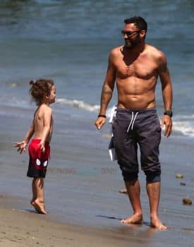 Brian Austin Green with son Noah at the beach in Malibu.