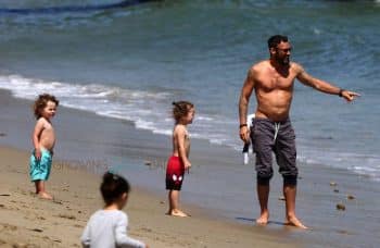 Brian Austin Green with sons Noah and Bodhi at the beach in Malib
