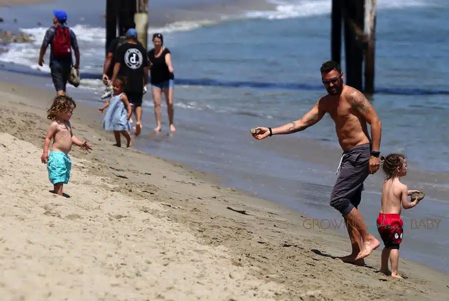 Brian Austin Green with sons Noah and Bodhi at the beach in Malibu