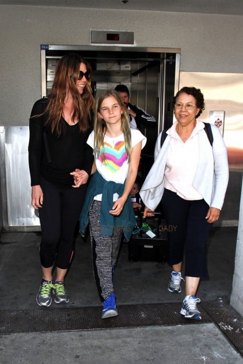 Christian Bale at LAX with son Joseph, his wife Sibi and daughter Emmeline