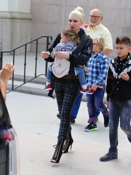 Gwen Stefani leaves church with her kids Kingston, Zuma & Apollo Rossdale