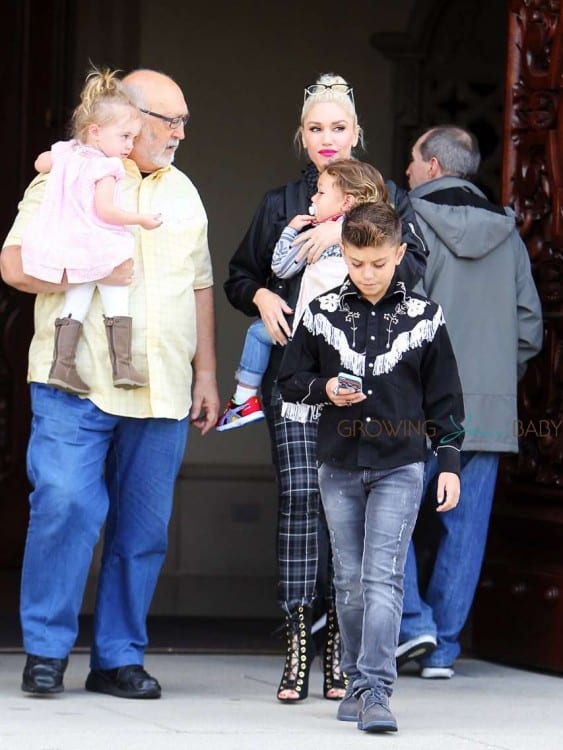 Gwen Stefani leaves church with her kids Kingston, Zuma & Apollo Rossdale