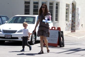 Jennifer Garner with son Samuel Affleck leaving church