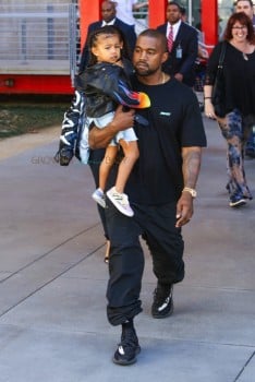 Kanye Carries North West after Museum Day at LACMA