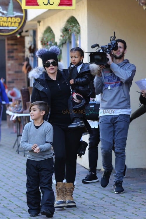 Khloe Kardashian out in Vail Colorado with niece North West and Nephew Mason Disick