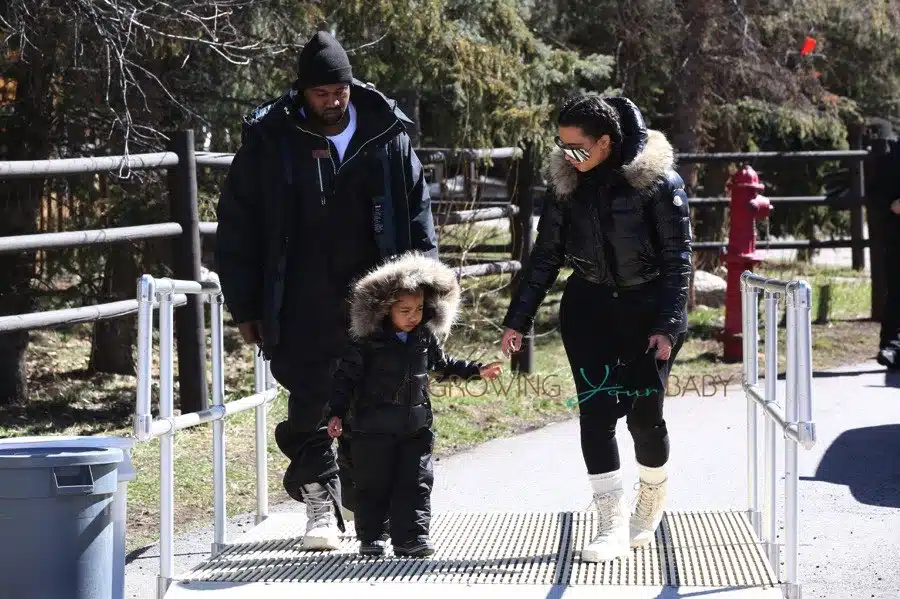 Kim Kardashian and Kanye West with daughter North in Vail Colorado