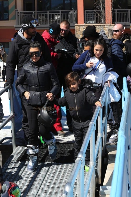 Kourtney Kardashian and son Mason with ex-boyfriend Scott Disick and sister Kim in Vail