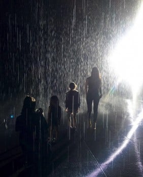 Kourtney Kardashian in the rain room at the LCMA
