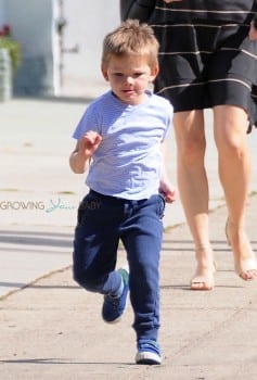 Samuel Affleck runs to meet his sisters after leaving church