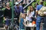 Sarah Jessica Parker helps her twins Tabitha and Marion at their lemonade stand