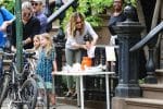 Sarah Jessica Parker helps her twins Tabitha and Marion at their lemonade stand