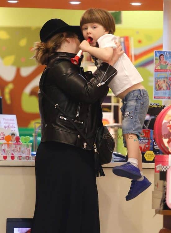 Adele shops for toys with her son Angelo Konecki in Spain