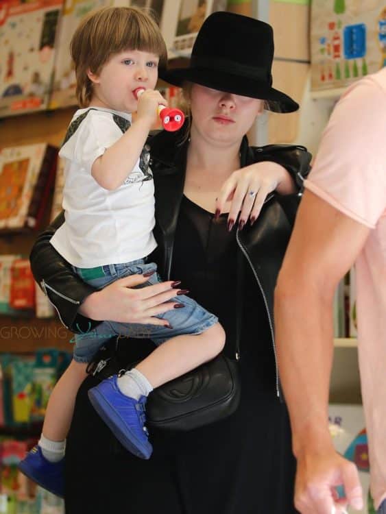 Adele shops for toys with her son Angelo Konecki in Spain