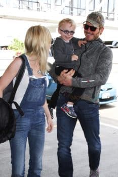 Anna Faris, Chris Pratt and Son Jack Depart LAX Airport