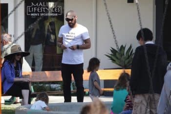 Brian Austin Green at the park with his wife Megan Fox and kids Noah & Bodhi