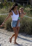 KOurtney Kardashian at the beach in Miami with son Reign Disick