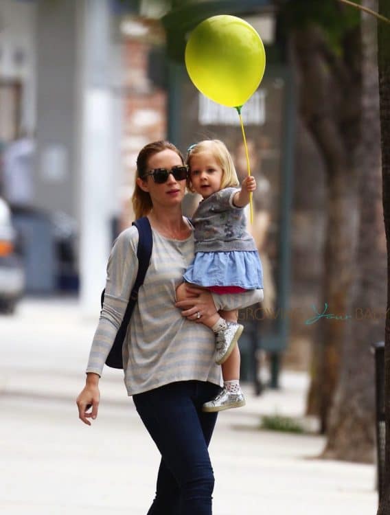 Pregnant Emily Blunt Takes Her Daughter Hazel To Get A Haircut