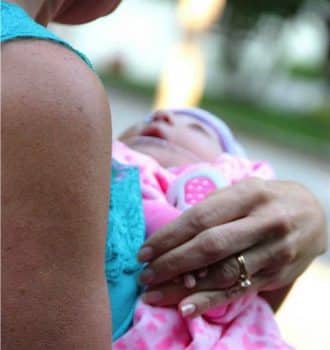 Cori Salchert  with baby Emmalyn