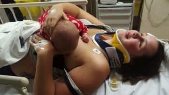 Danni Bett breastfeeding two-month-old Indi Nathan