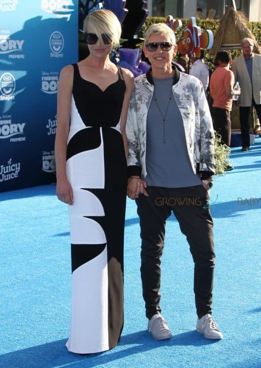 Ellen Degeneres and Portia De Rossi at the Finding Dory Premiere