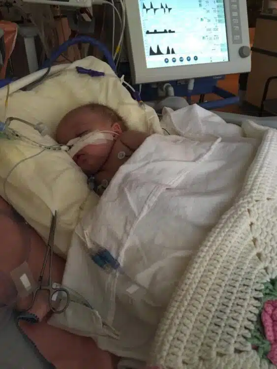 Isabelle Braiden at the hospital whooping cough