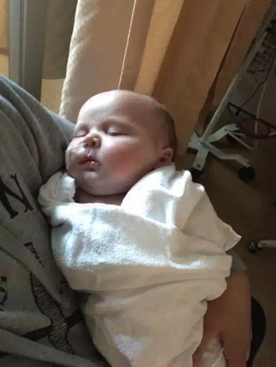 Isabelle Braiden at the hospital whooping cough
