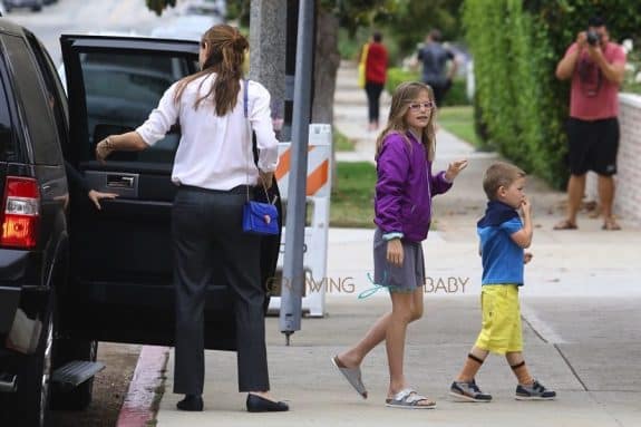 Jennifer Garner arrives at Church with Kids Violet and Sam