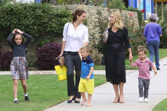 Jennifer Garner leaves SUnday Service with her kids Seraphina and Samuel Affleck