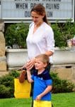 Jennifer Garner leaves SUnday Service with her son Samuel Affleck