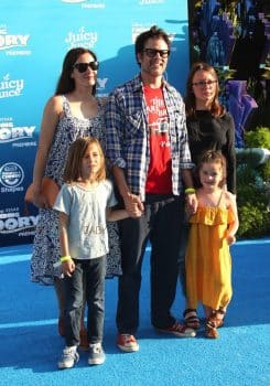 Johnny Knoxville with his wife Naomi and kids at the Finding Dory Premiere