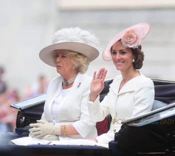 Kate Middleton arrives at The Trooping The Colour Parade 2016 with Camila Parker Bowles