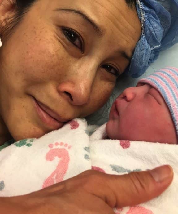 Lisa Ling with new baby Ray