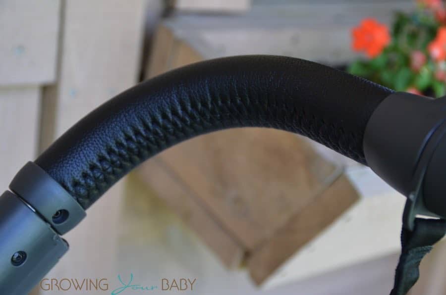 stroller with leather handle