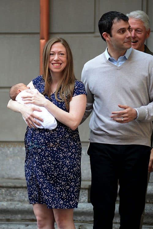 Marc Mezvinsky, Chelsea Clinton, Aidan Clinton Mezvinsky leave the hospital in NYC