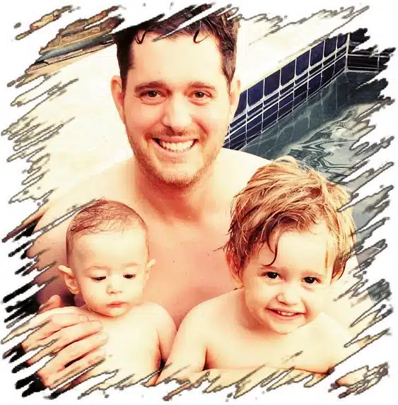 Michael Buble with sons Noah and Elias Father's Day