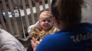 Sierra Yoder with son Bentley after the surgery