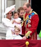 The Duke and Duchess of Cambridge watch the Trooping the colour 2016 with their children George and Charlotte and Prince Harry