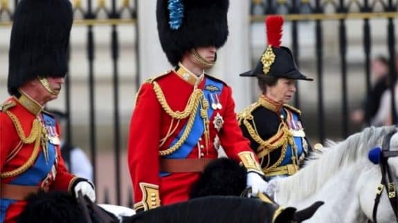 The Prince of Wales, the Duke of Cambridge and the Princess Royal rode on horseback